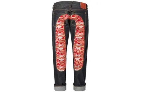 EVISU Tapered Pants Moderate Jeans Men's Denim Blue