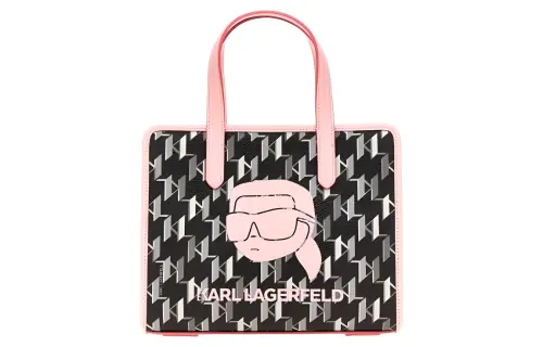 KARL LAGERFELD / Karl Lagerfeld Jeans K/Ikonik Polyurethane Tote Bag, Shopping Bag, Handbag Small Women's Black/Pink