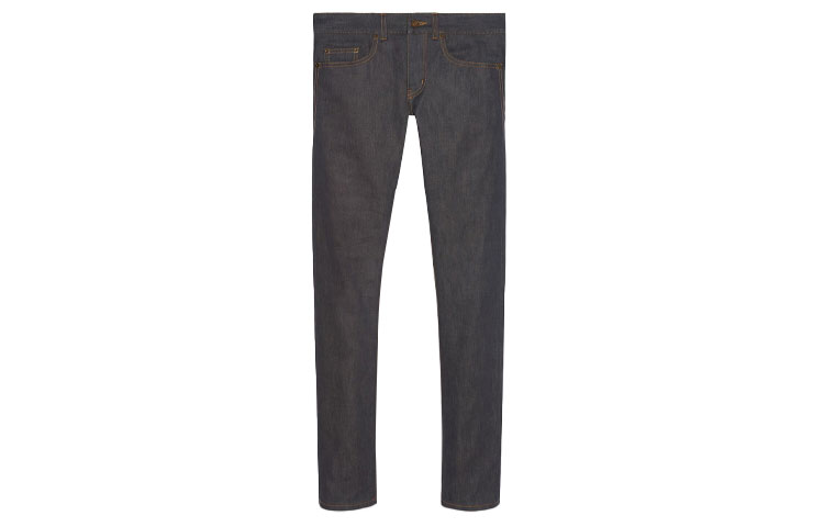 SAINT LAURENT Yves Saint Laurent SS21 INDIGO RAW slim fit jeans for men blue