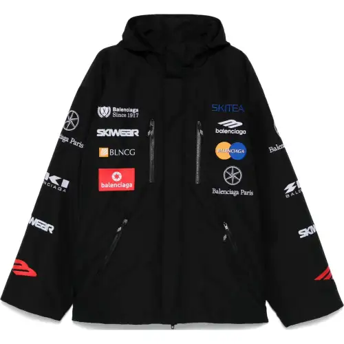 Balenciaga Logo Embroidered Hooded Ski Jacket