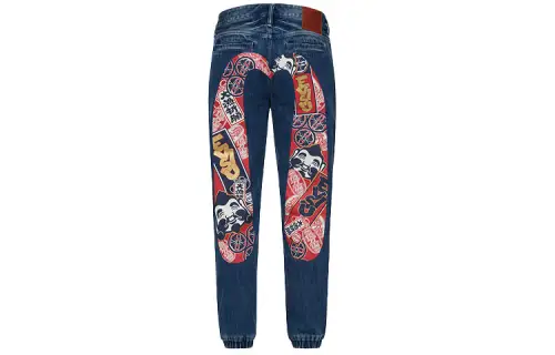 EVISU Jeans Men's Denim Blue Moderate Cuffed Pants