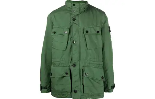 STONE ISLAND Jackets Men's Green Stand Collar Moderate Workwear