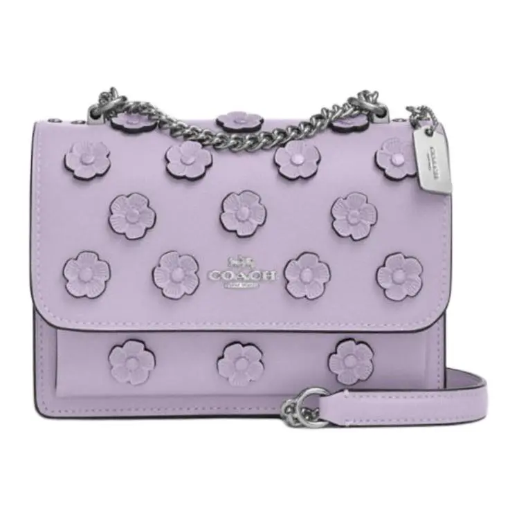 COACH Klare Cow Leather Shoulder Bag, Crossbody Bag Small Women's Lilac Purple