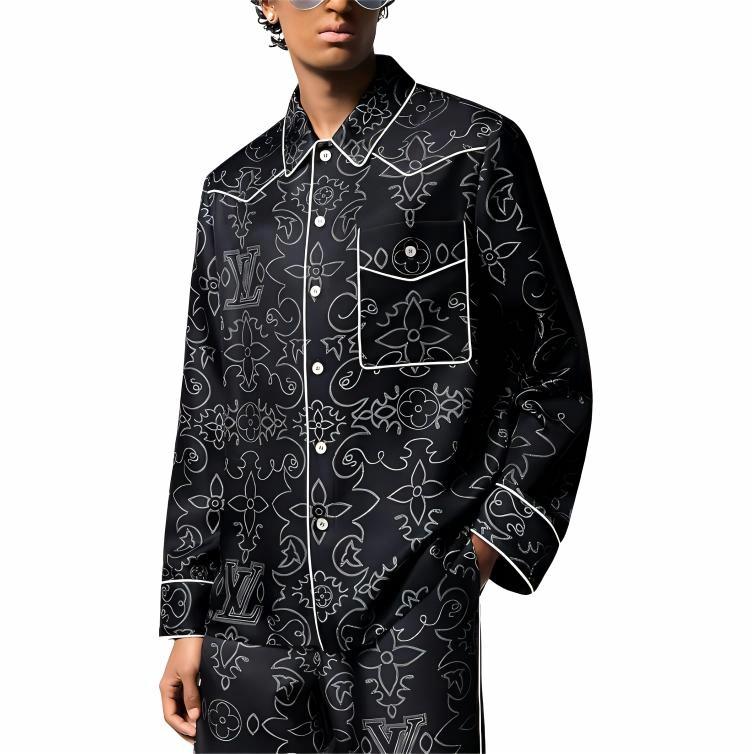 Мужская рубашка Louis Vuitton FW24 (черная) — фото 4