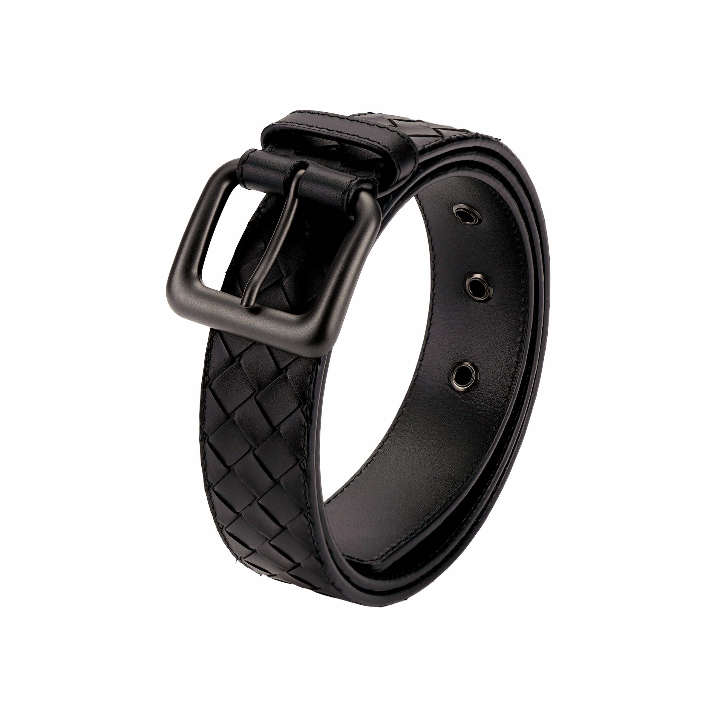 Мужской ремень Bottega Veneta Intrecciato 3.5cm (коричневый) — фото 3