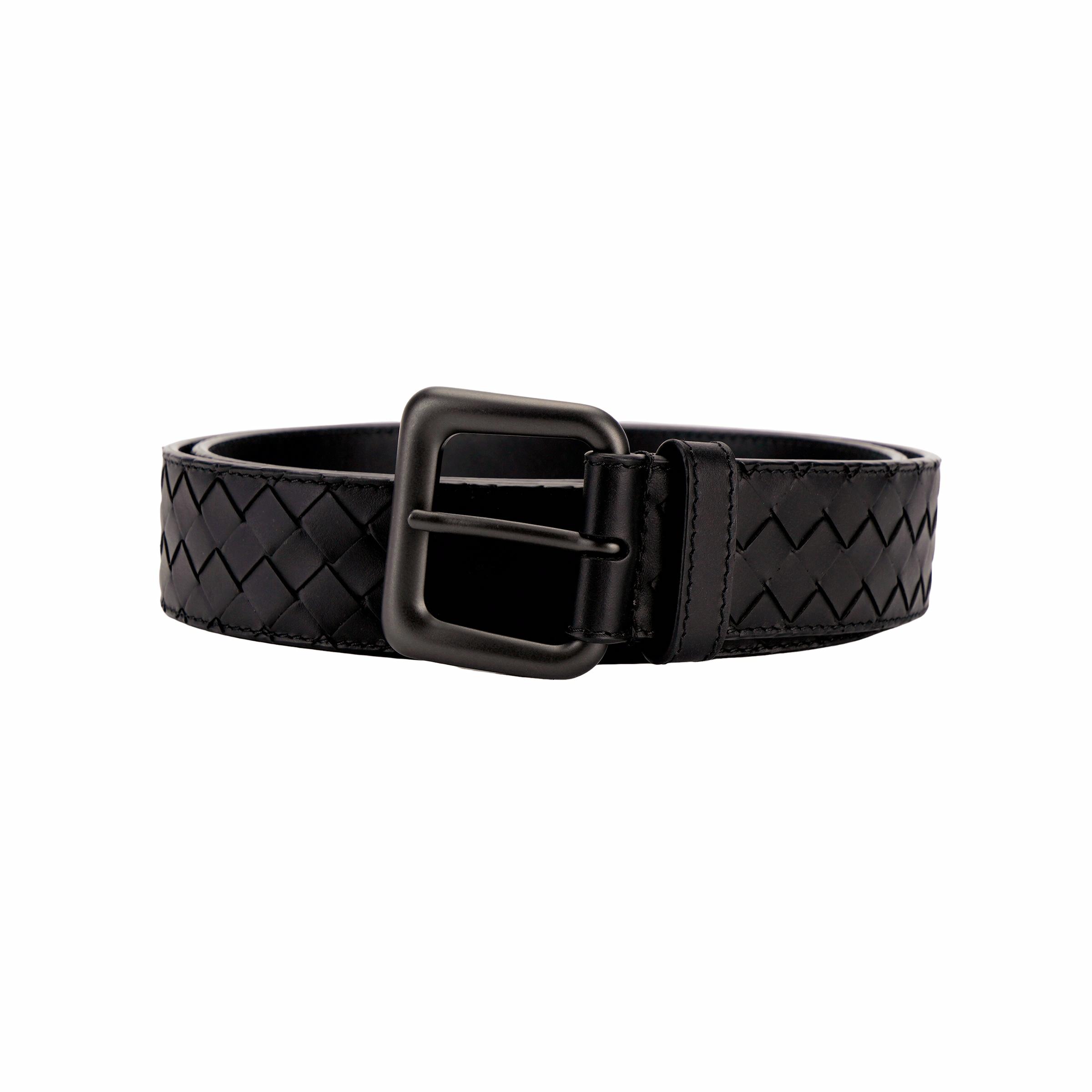 Мужской ремень Bottega Veneta Intrecciato 3.5cm (коричневый)