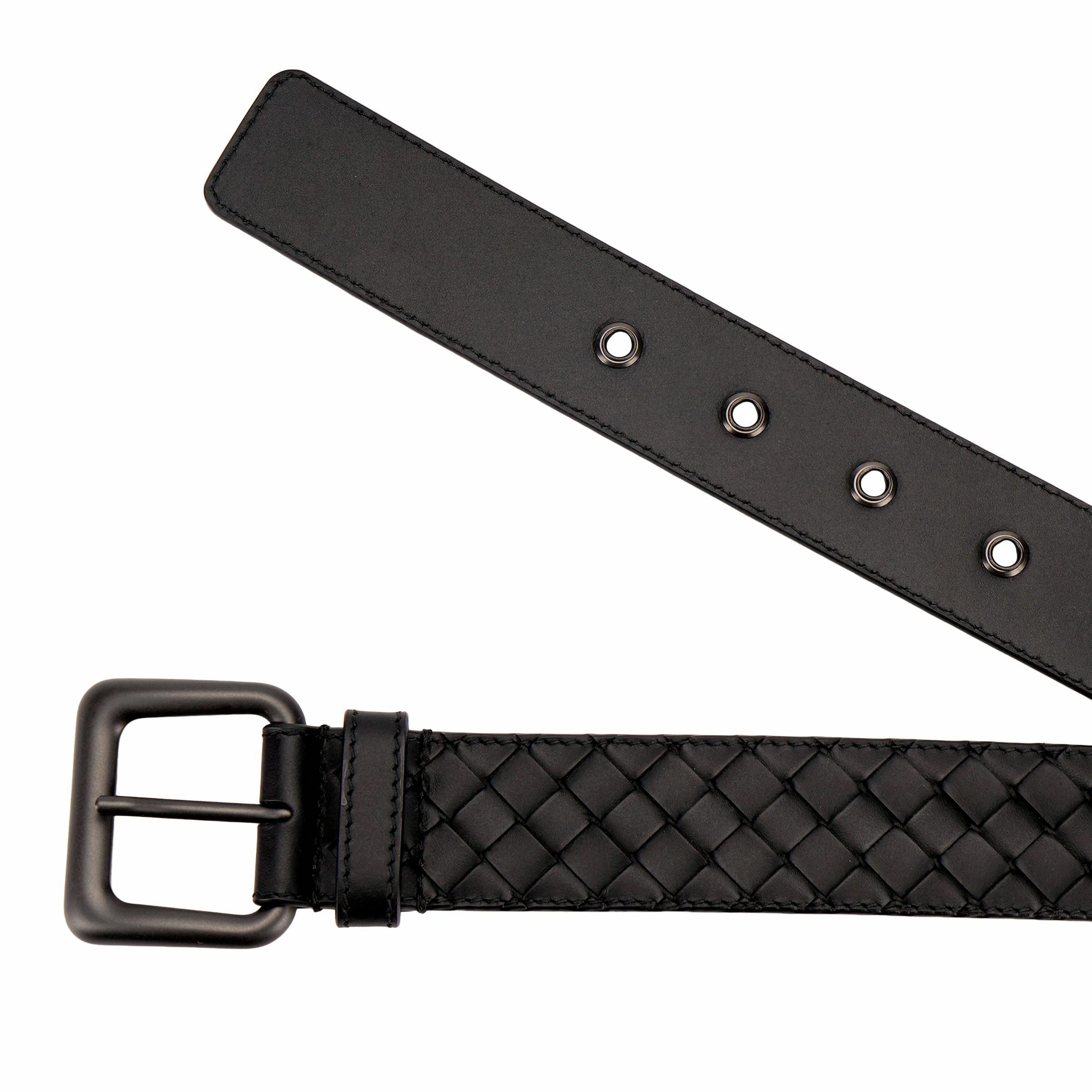 Мужской ремень Bottega Veneta Intrecciato 3.5cm (коричневый) — фото 4