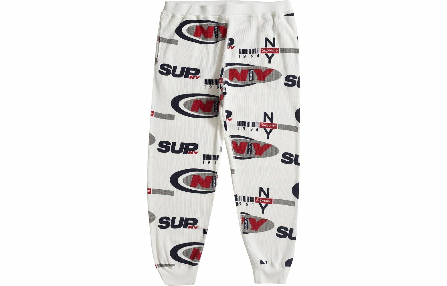 Штаны Supreme FW18 NY Waffle Thermal Pant White (белые)