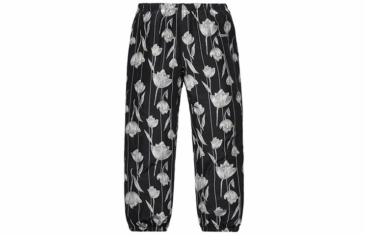Штаны Supreme SS19 Floral Silk Track Pant (черные) — фото 1