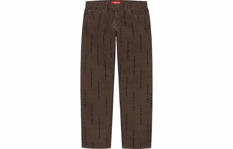 Штаны Supreme FW20 Week 15 Logo Stripe Jacquard Regular Jean (синий) — фото 5