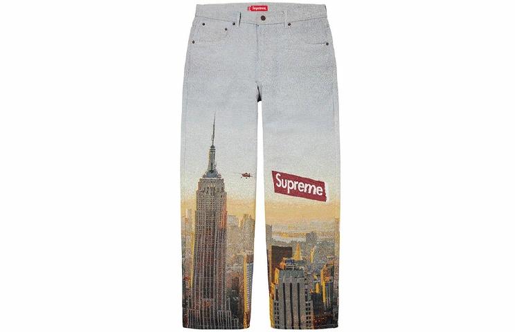 Мужские джинсы Supreme Aerial Tapestry Jean (голубые) — фото 1