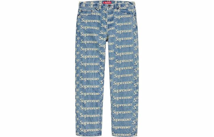 Джинсы Supreme SS21 Week 10 Frayed Logos Regular Jean (синие) — фото 3