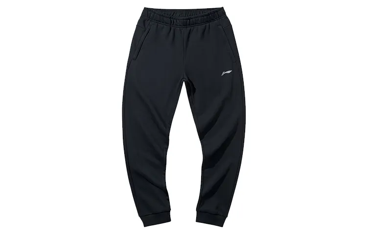 Li Ning Knitted Sweatpants Men's Black Moderate Cuffed Pants