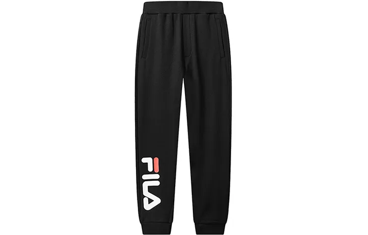 FILA Knitted Sweatpants Men's Black Moderate Cuffed Pants