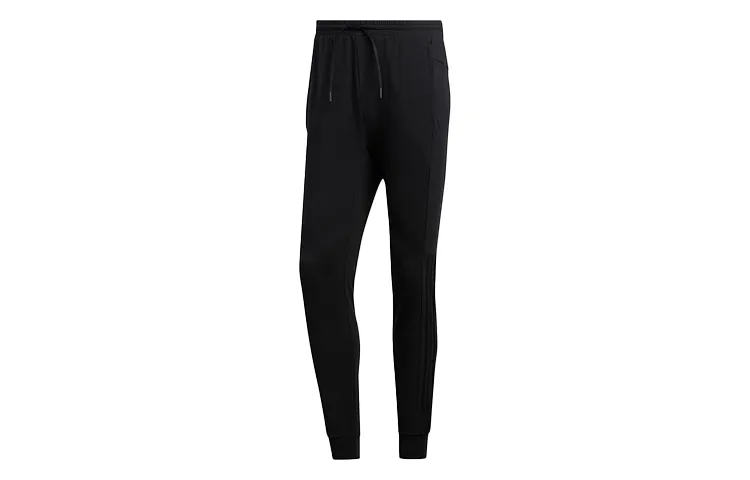 Adidas Knitted Sweatpants Men's Black Moderate Cuffed Pants