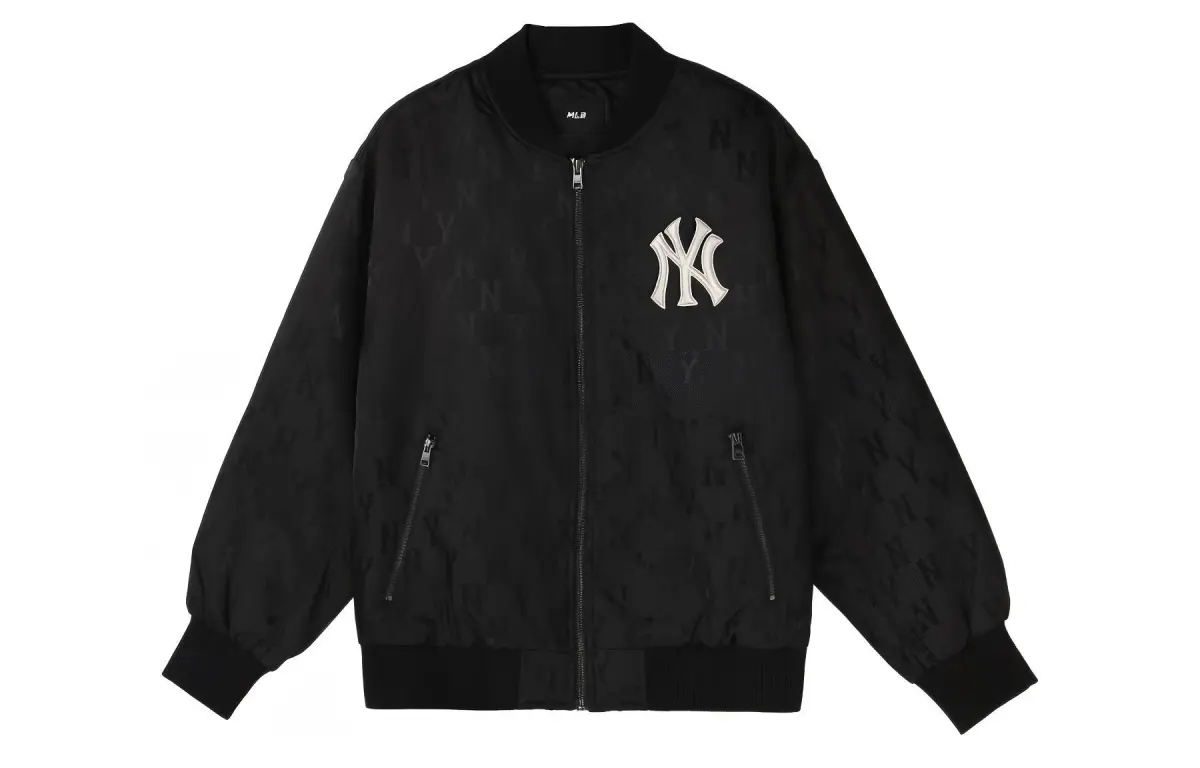 MLB New York Yankees Parka Coats Unisex Black Baseball Collar Moderate