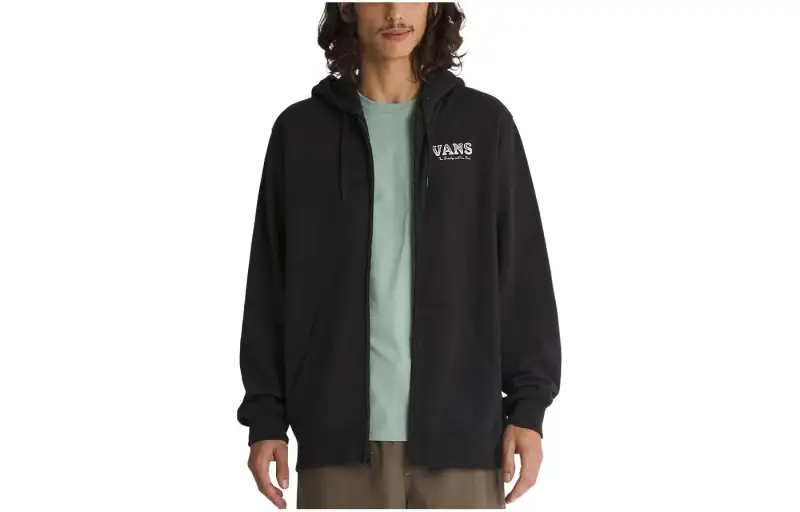Vans Rose Rosette Full Zip Hoodie Jackets & Coats Men's Black