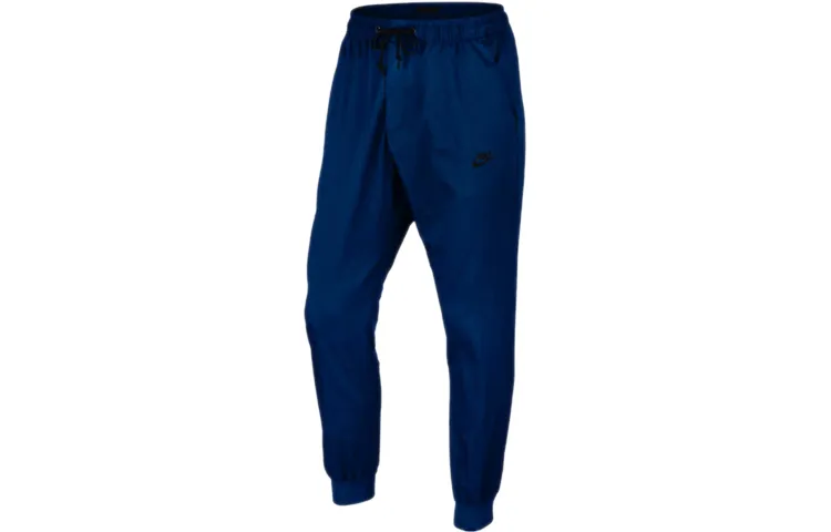 Nike Knitted Sweatpants Men's Blue Moderate Straight Fit Pants