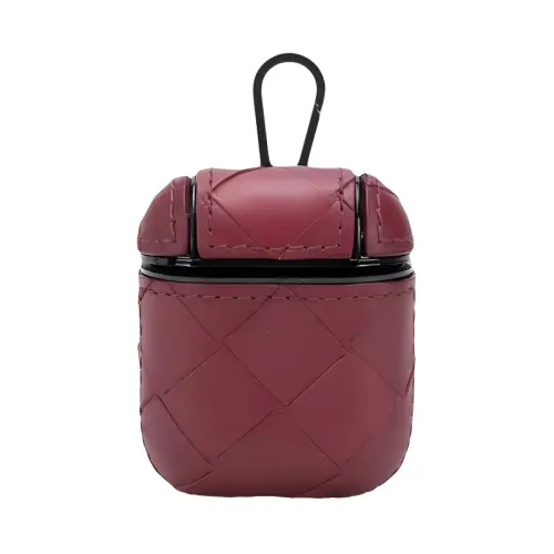 Bottega Veneta Leather Earphone Case Unisex Burgundy