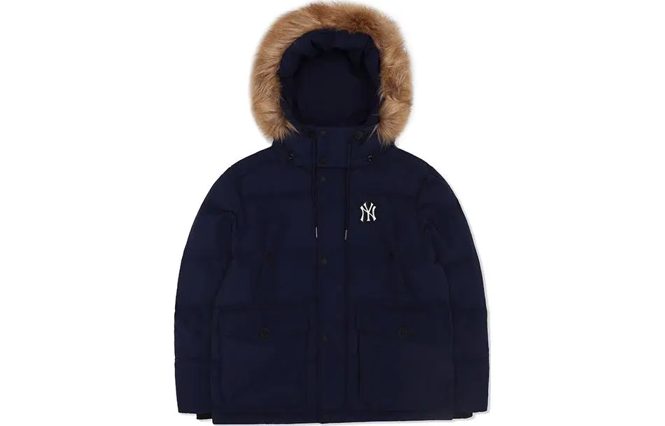MLB Down Jackets Unisex Blue Hooded (Non-detachable) Moderate