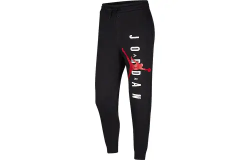 Jordan Knitted Sweatpants Men's Black Moderate Cuffed Pants