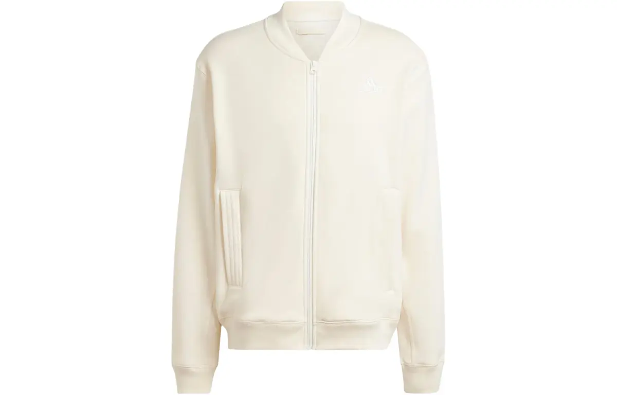 Adidas Lounge Fleece Bomber Jacket With Zip Opening Jackets & Coats Men's Beige