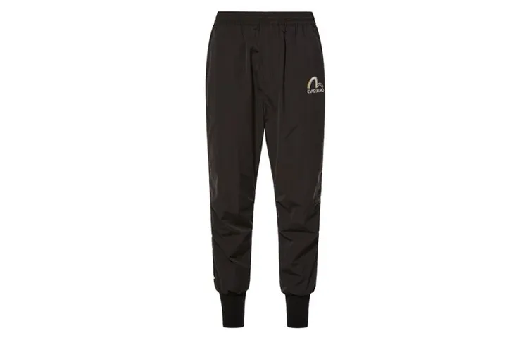 EVISU Knitted Sweatpants Men's Black Moderate Cuffed Pants