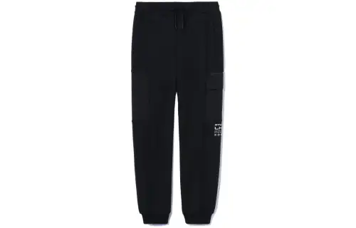 Li Ning Training Series Solid Color Multi Pocket Print Lace Up Fleece Lined Elastic Cuff Cargo Pants Men's