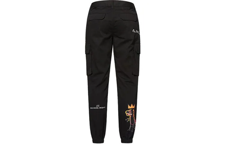 EVISU x Jean Michel Basquiat Cuffed Pants Casual Pants Men's Black