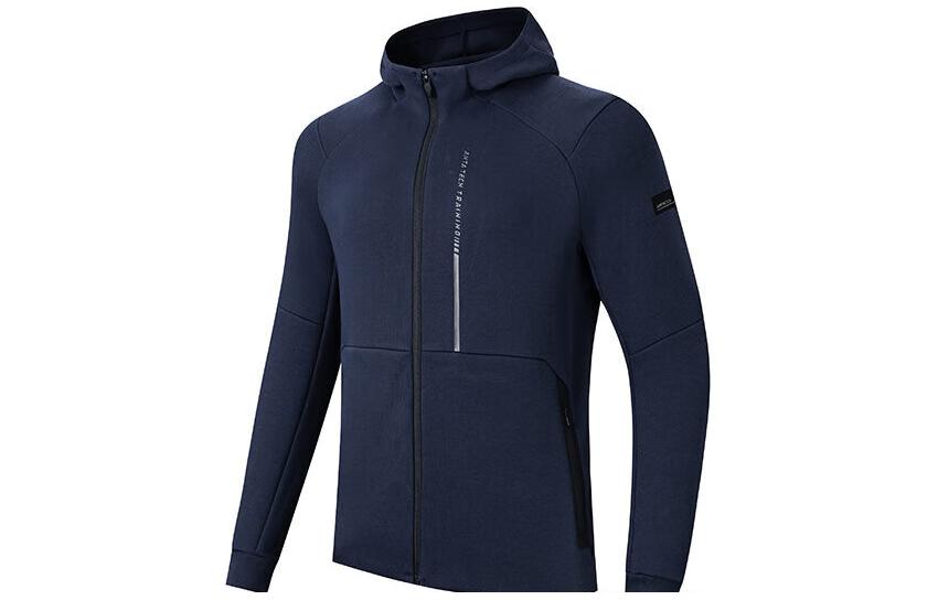 Anta Comprehensive Training Series Lettered Hooded Cardigan Jacket Men's Late Night Blue