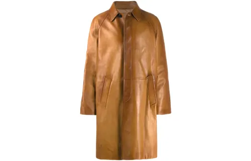 PRADA Leather Jackets Men's Umber Lapel Moderate