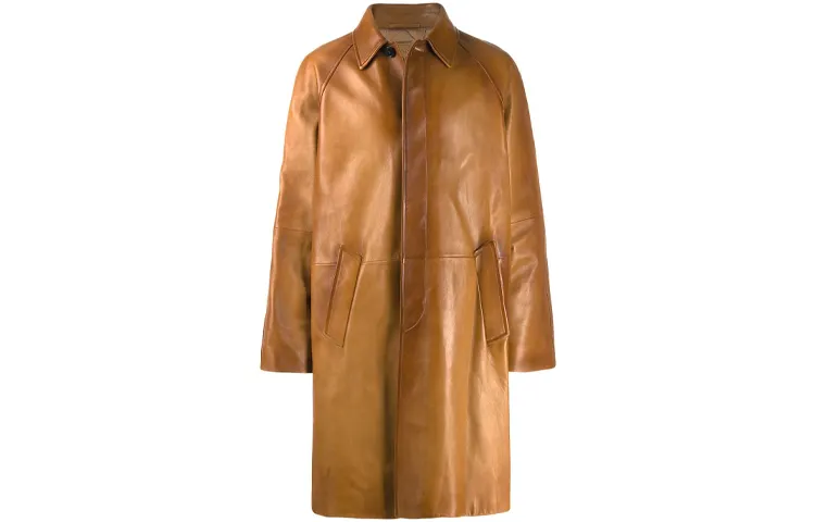 PRADA Leather Jackets Men's Umber Lapel Moderate