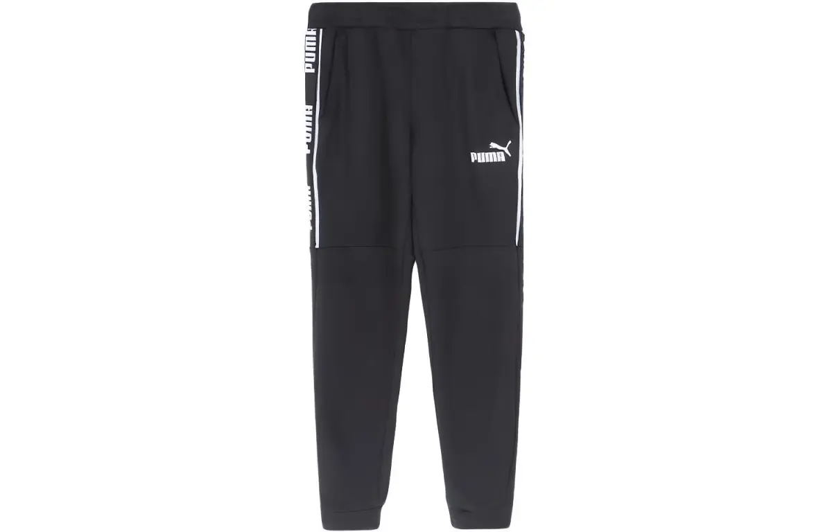 PUMA Knitted Sweatpants Men's Black Moderate Cuffed Pants
