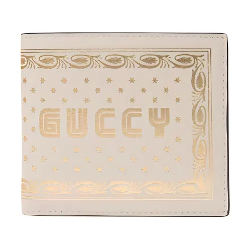 GUCCI Cow Leather Wallet Unisex Ecru