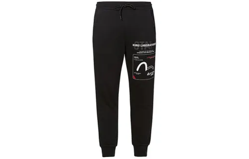 EVISU Straight Fit Pants Moderate Casual Pants Men's Black
