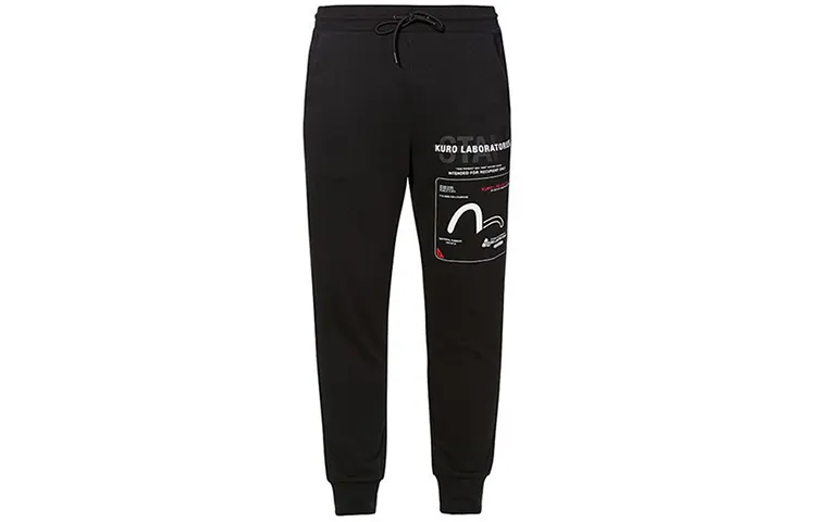 EVISU Straight Fit Pants Moderate Casual Pants Men's Black