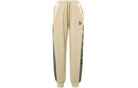 PUMA Knitted Sweatpants Men's Gray Khaki Color