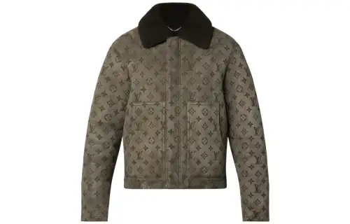 LOUIS VUITTON Leather Jacket Men's Brown