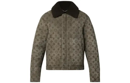 LOUIS VUITTON Leather Jacket Men's Brown