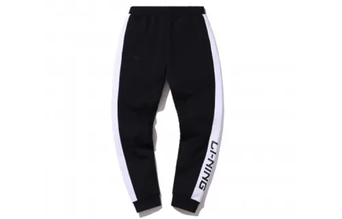 Li Ning Knitted Sweatpants Men's New Standard Black Thickened Straight Fit Pants
