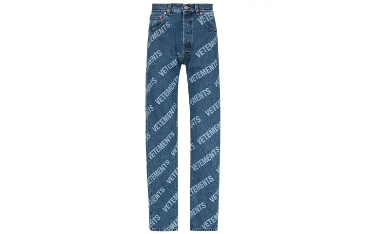 Vetements Jeans Men's Blue Moderate Straight Fit Pants