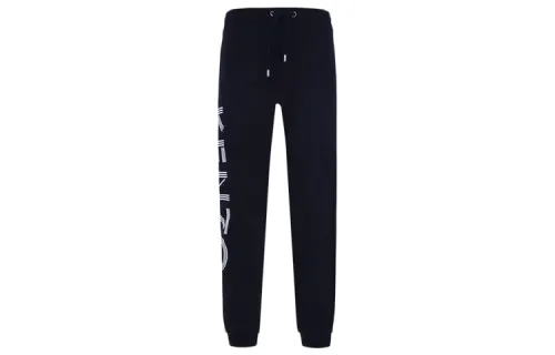 KENZO Letter Logo Knitted Sweatpants Men's Black Moderate Straight Fit Pants