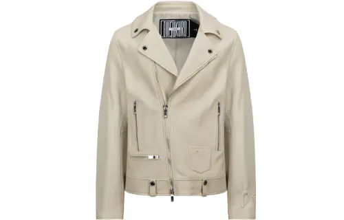 EVISU Leather Jackets Men's Beige Lapel Moderate