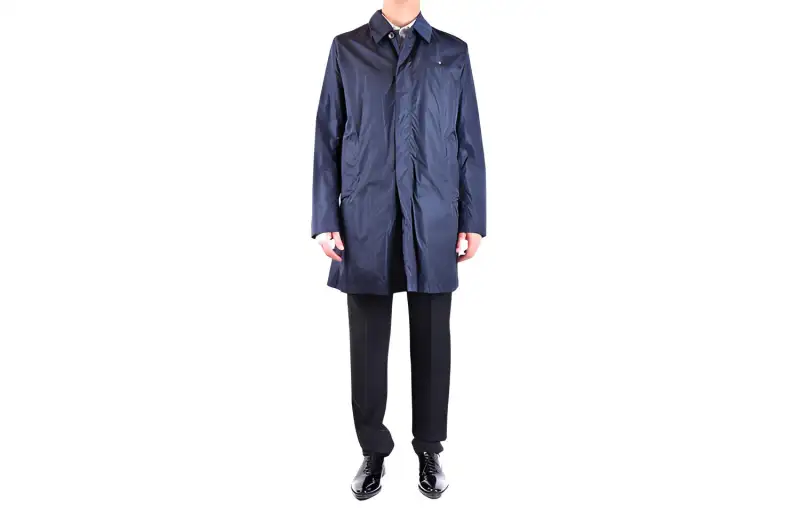 DIOR Trench Coats Men's Dark Blue Lapel Moderate