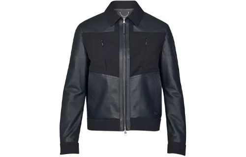 LOUIS VUITTON Leather Jacket Men's Marine Blue