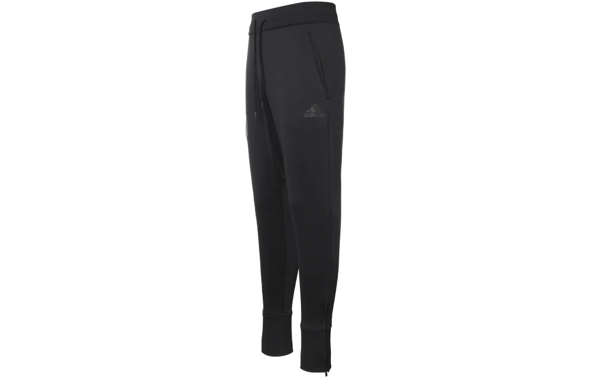 Adidas Knitted Sweatpants Men's Black Moderate Cuffed Pants