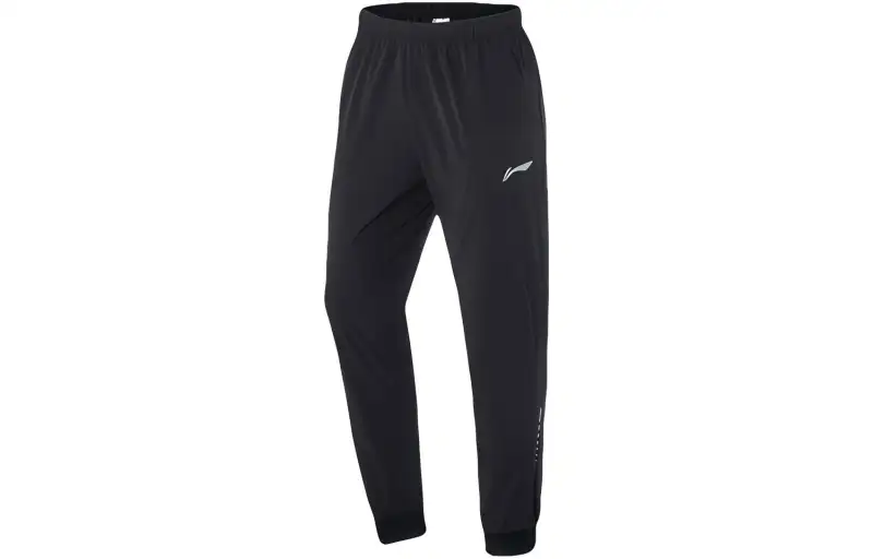 Li Ning Running Collection Knitted Sweatpants Men's Black Moderate Straight Fit Pants