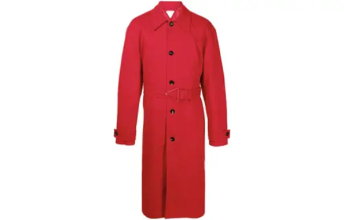 Bottega Veneta Trench Coats Men's Red Lapel Moderate