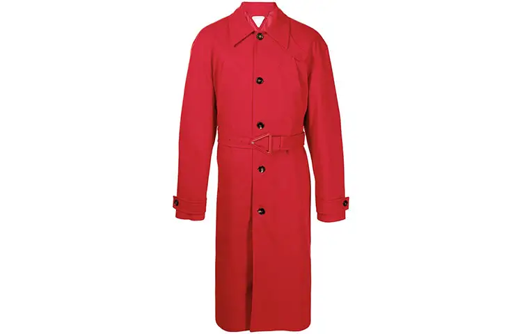 Bottega Veneta Trench Coats Men's Red Lapel Moderate