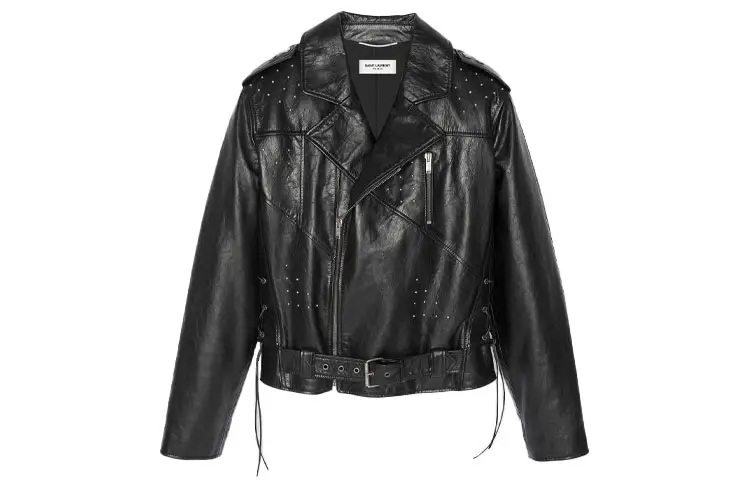 SAINT LAURENT Leather Jacket Men's Black